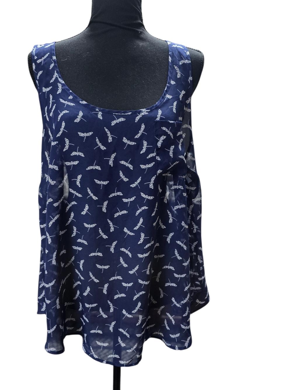 Torrid Dragonfly Tank Top Size 0 Navy Blue Sheer Boho Fairycore Y2K Sleeveless